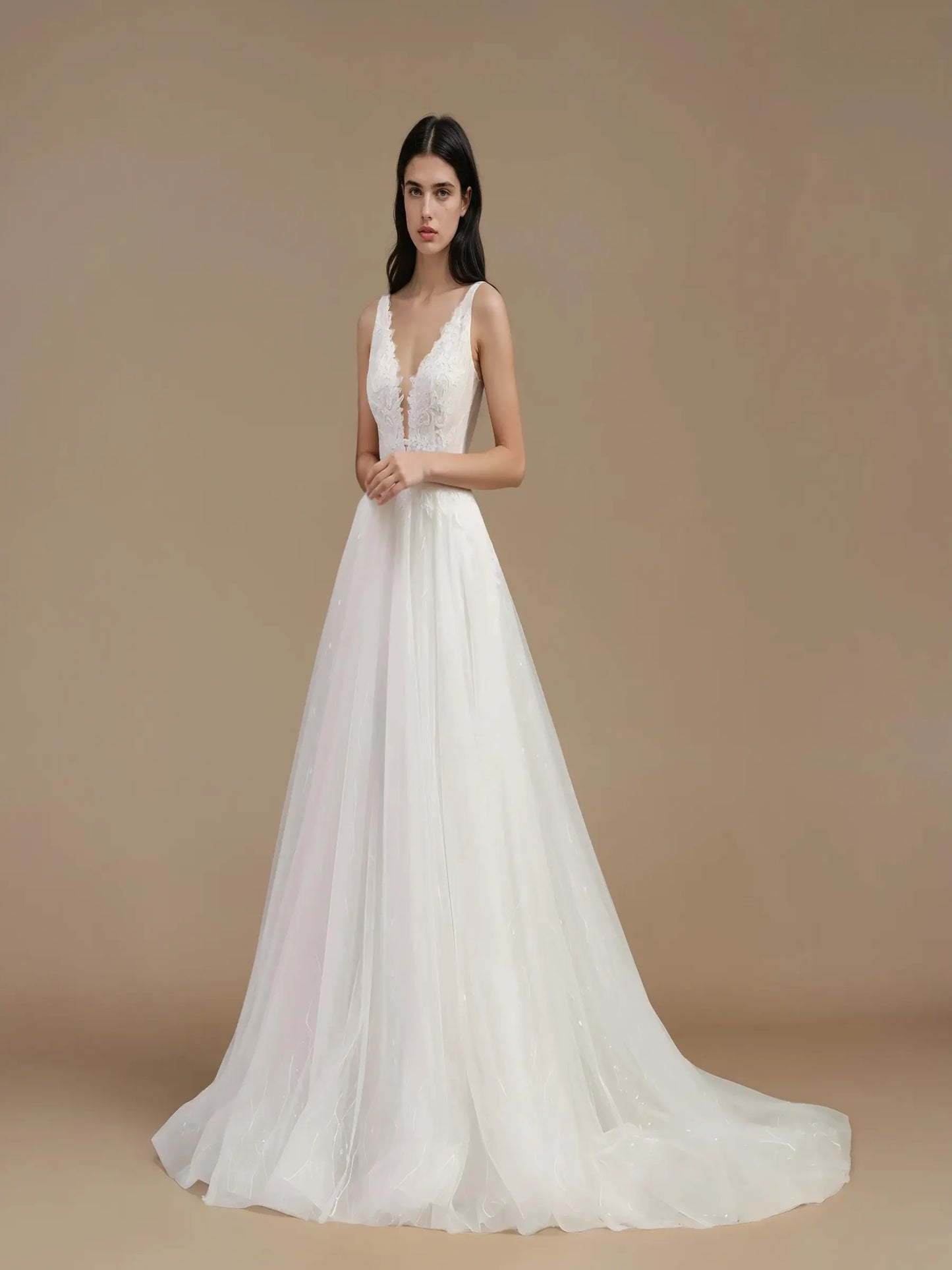 Valessa Watteau Lace Gown