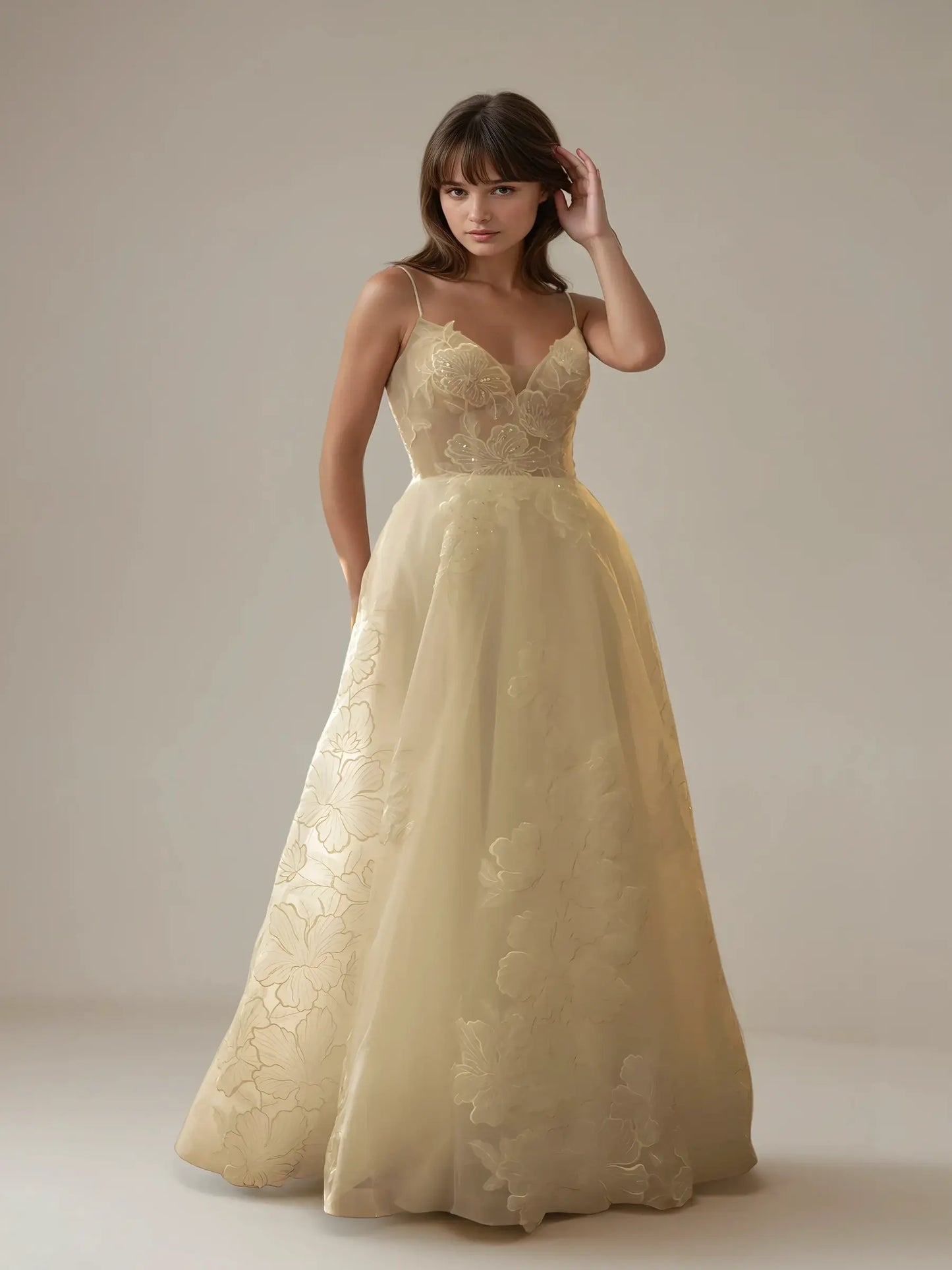 Amelisse Beaded Lace Gown