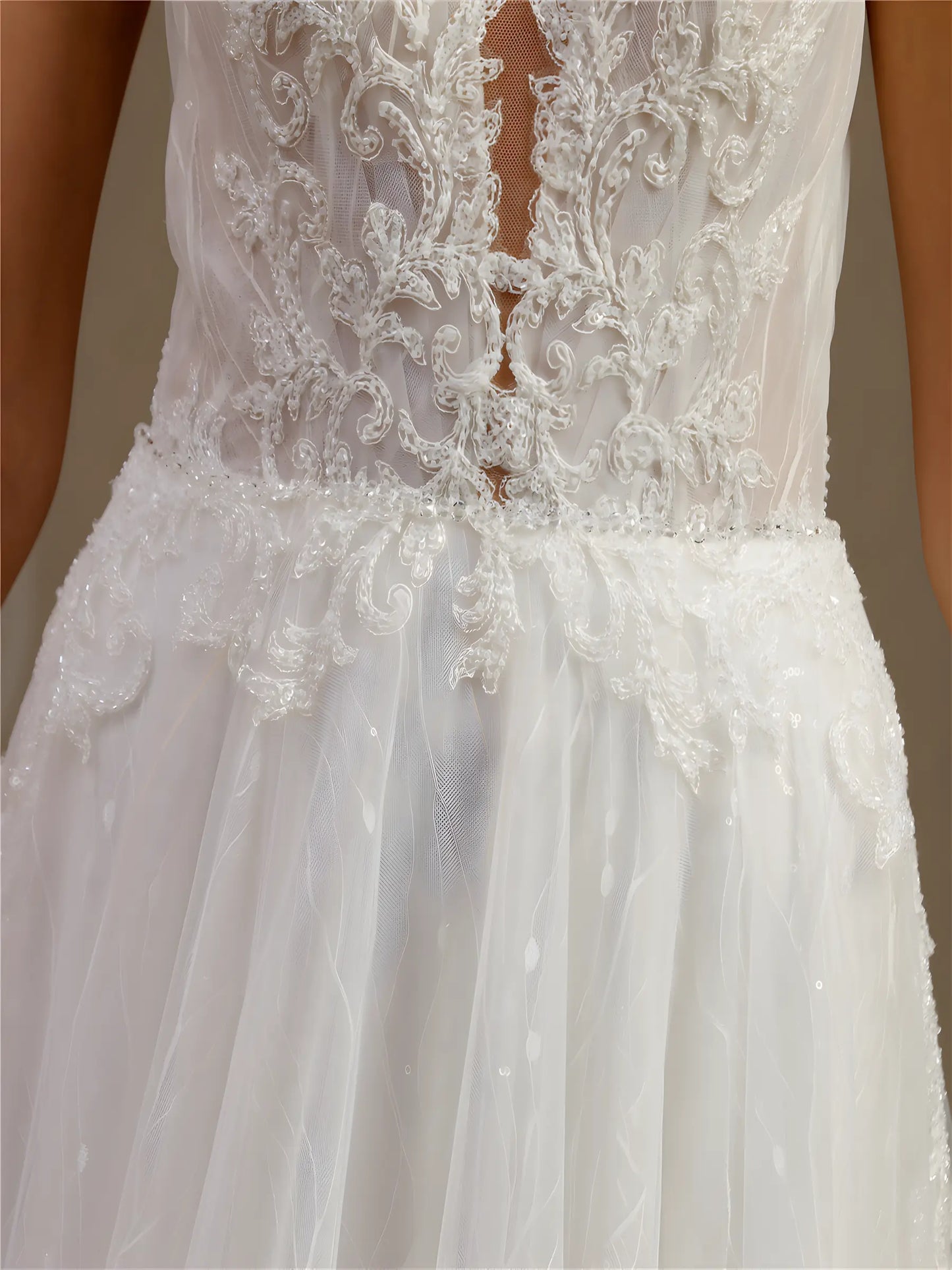 Valessa Watteau Lace Gown