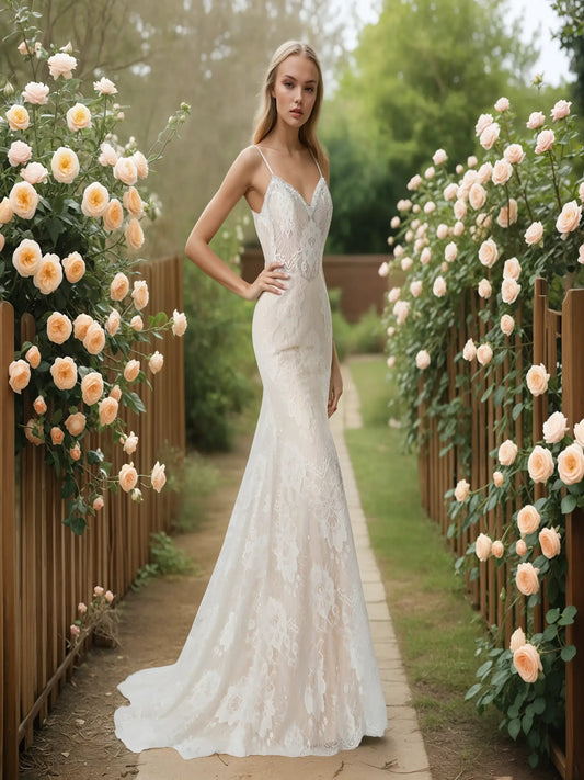 Novara Beaded Lace Mermaid Gown
