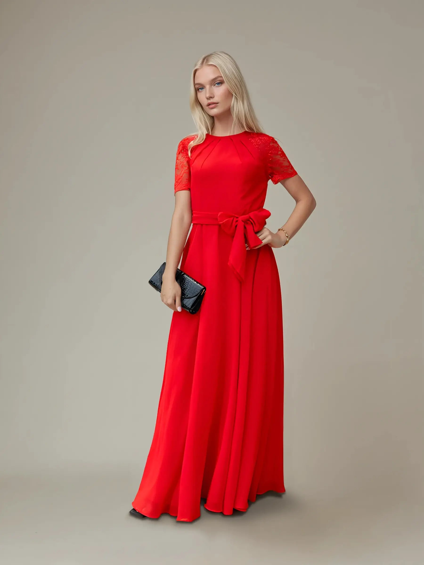 Full Sleeve O-Neck Embroidered Chiffon