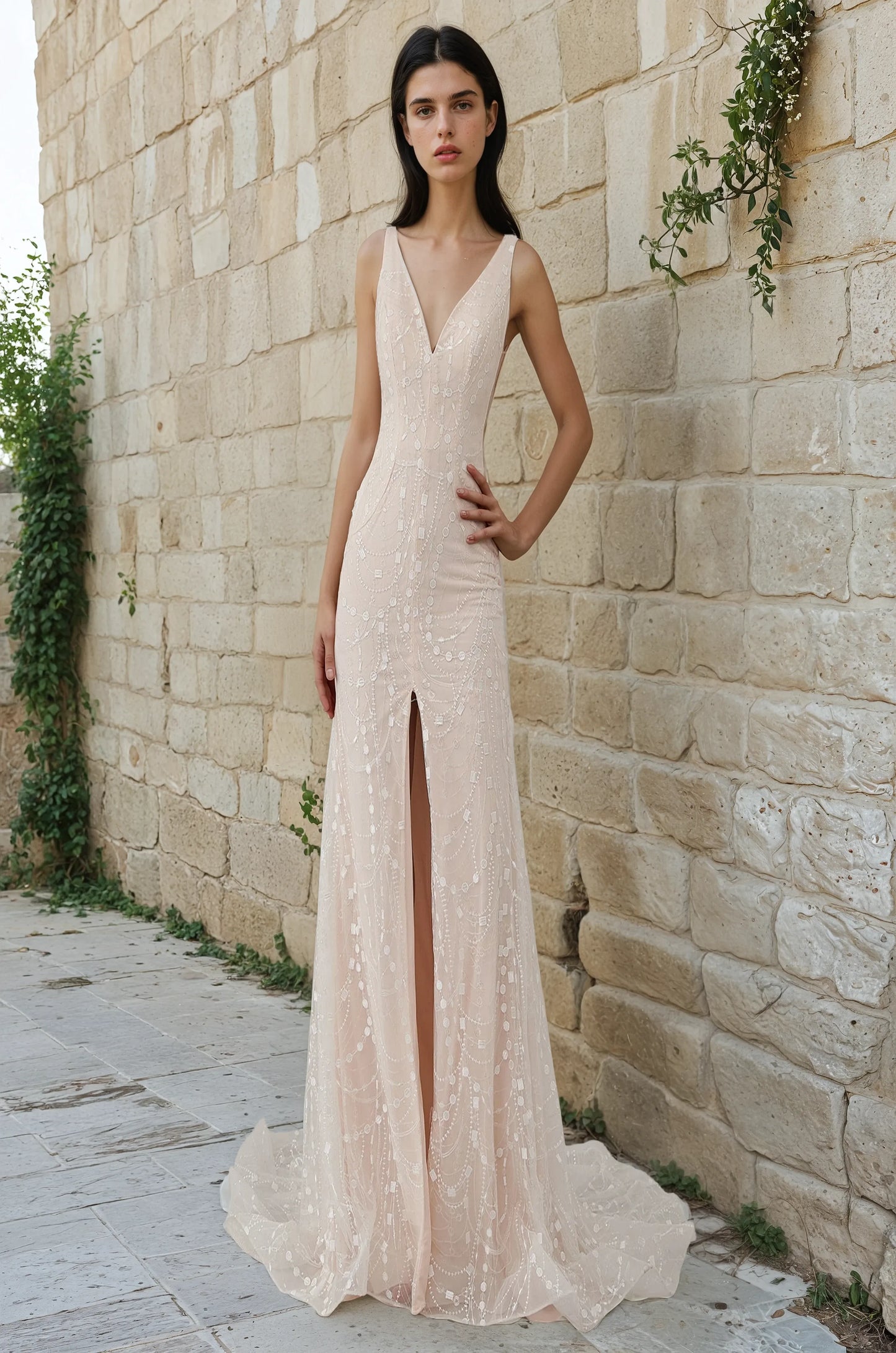 Celeste Illusion Mermaid Gown