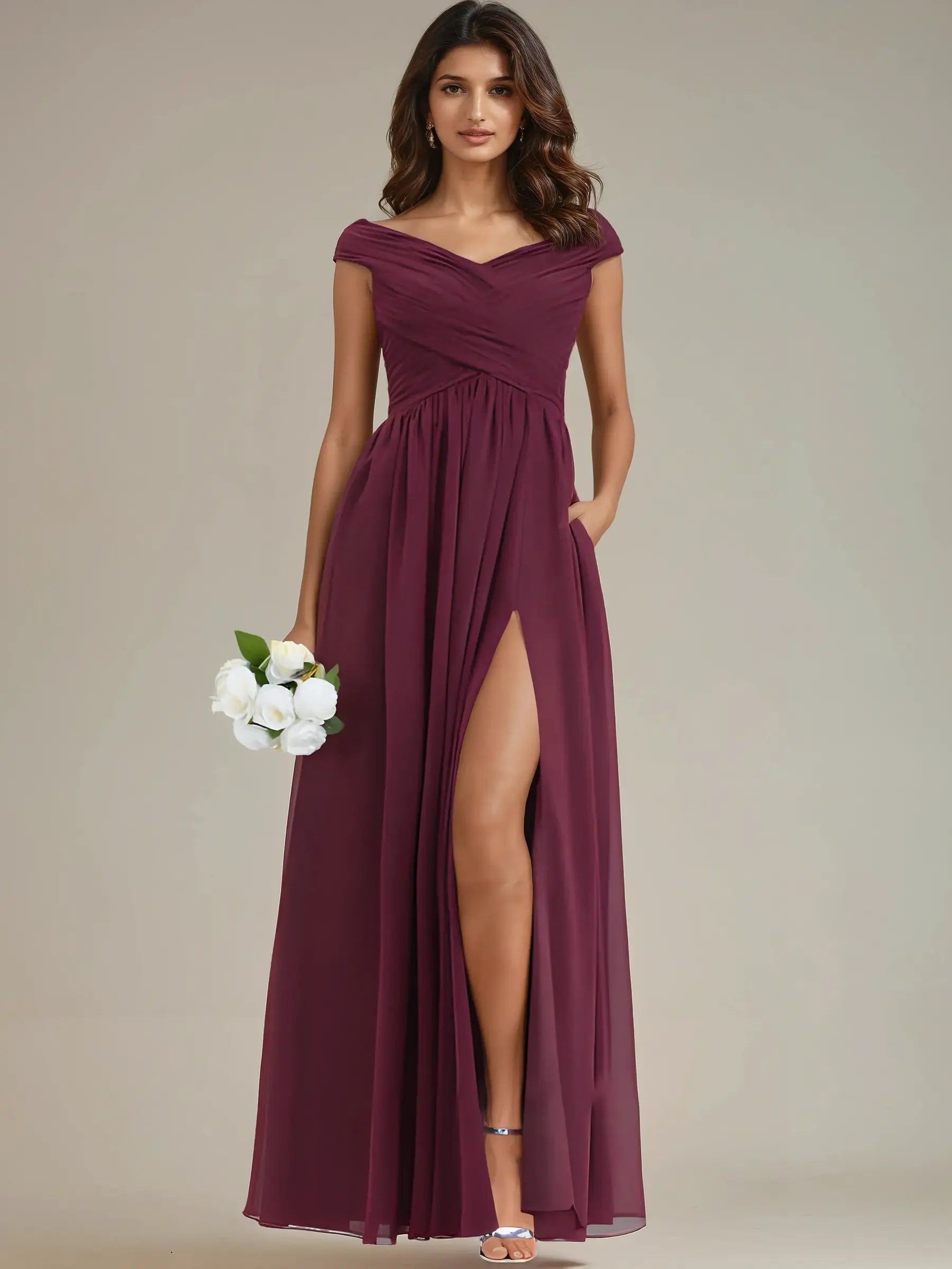 Square Collar Spaghetti Strap Evening Dress