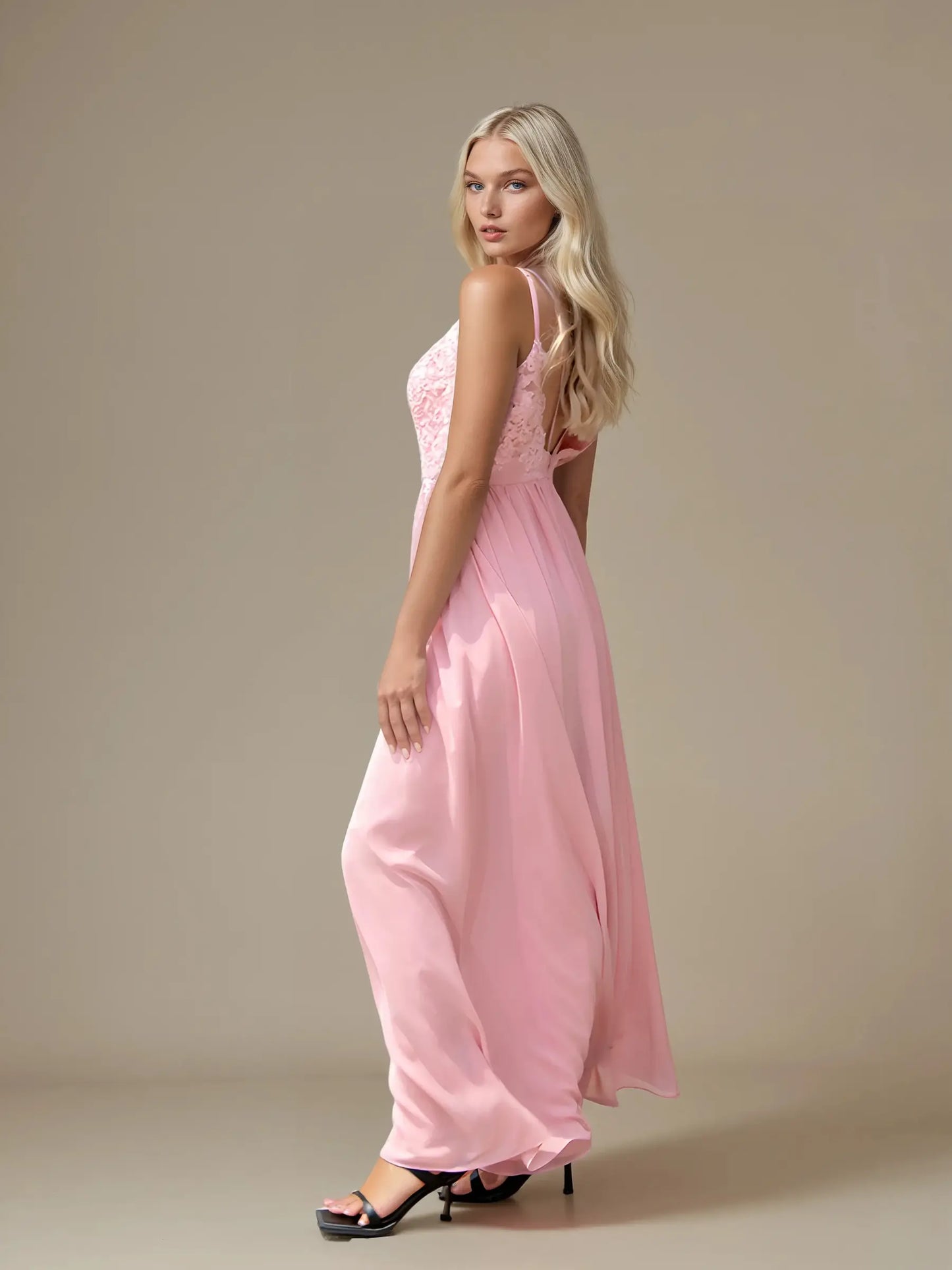 Backless Embroidered Chiffon Evening Dress