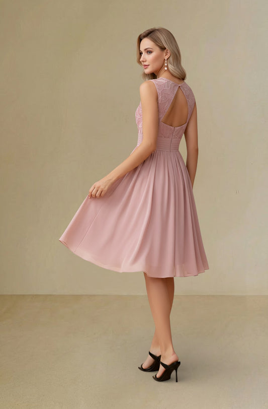 Emilia Embroidered Knee-Length Evening Dress