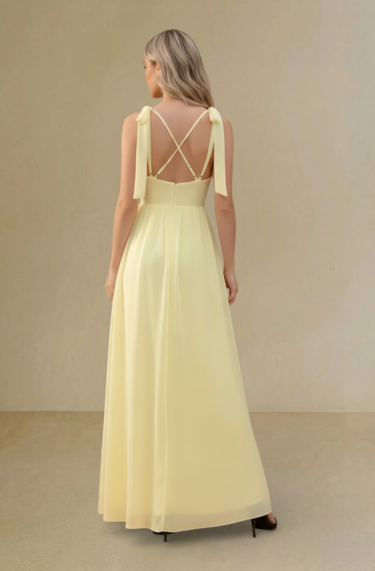 V-Neck A-Line Chiffon Evening Dress