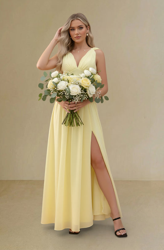 V-Neck A-Line Chiffon Evening Dress