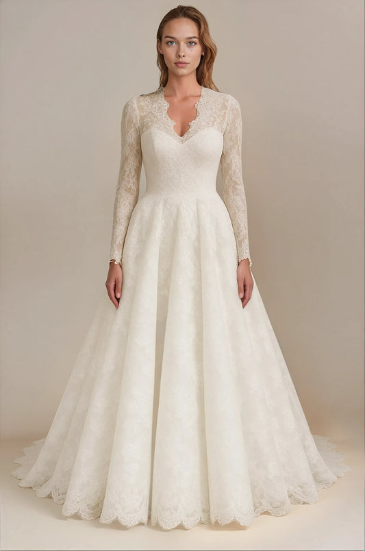 Timeless Lace Long-Sleeve Gown