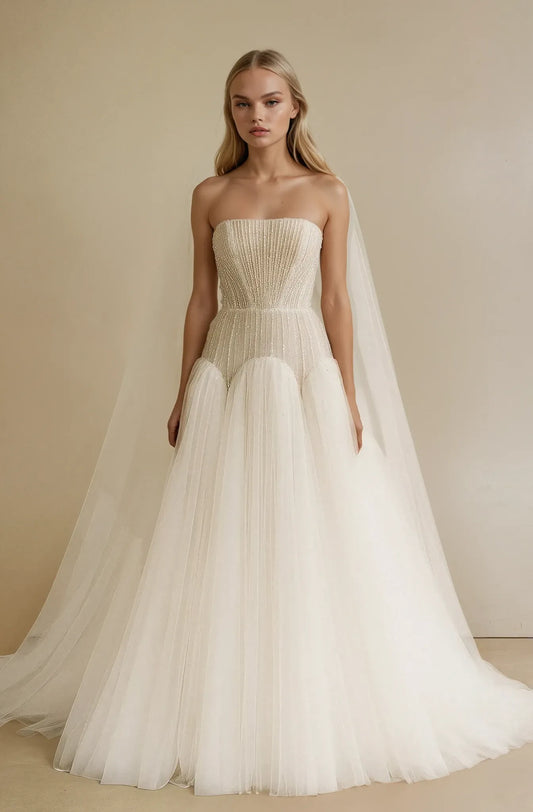 Shimmering Beaded Tulle Gown