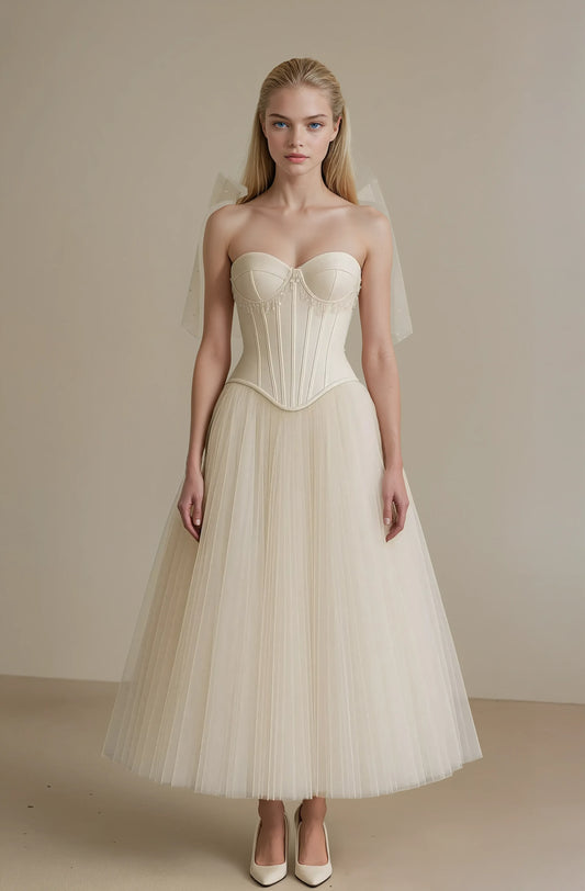 Corset Elegance Tea-Length Gown