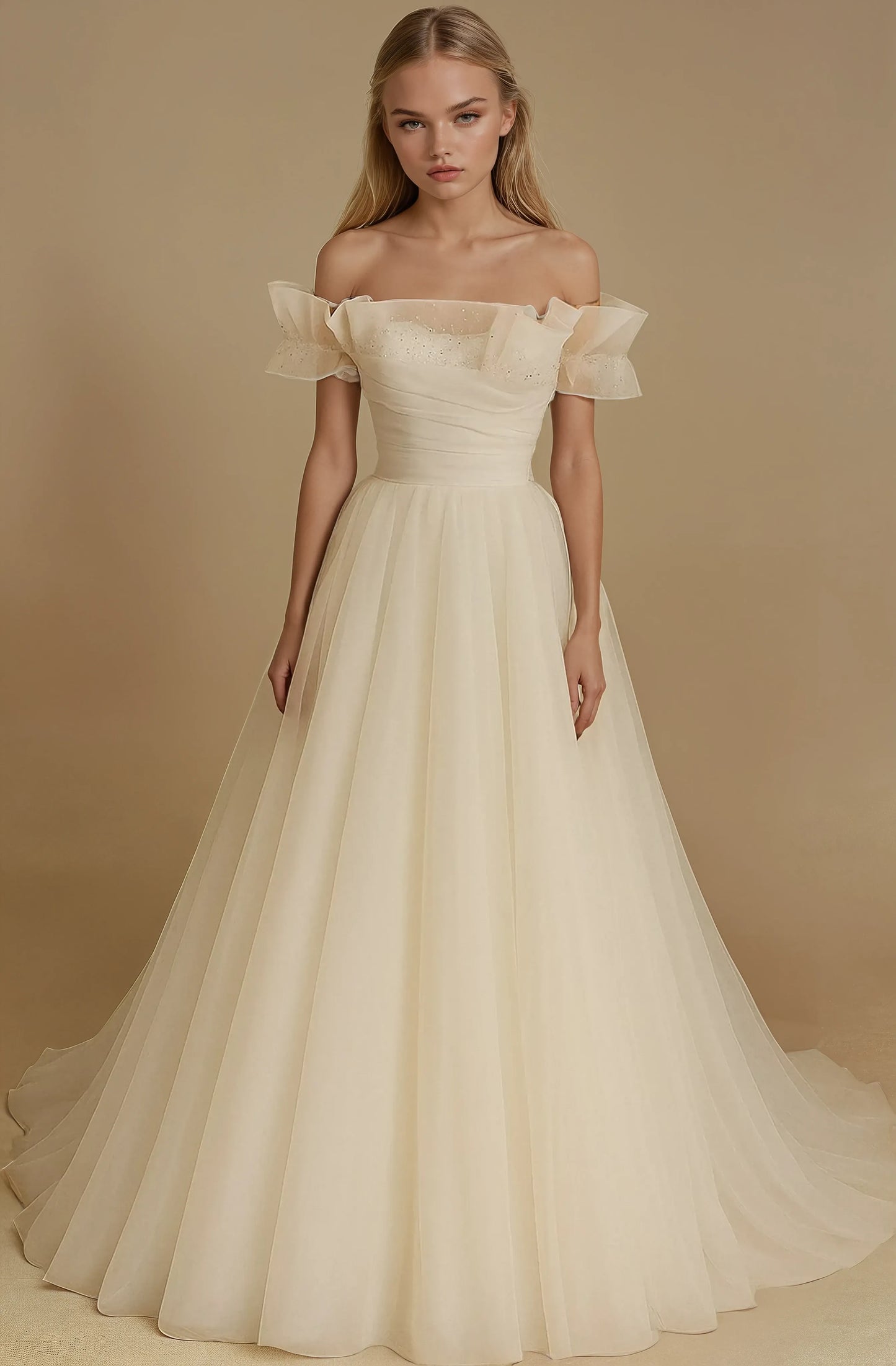 Aurora Off-Shoulder A-Line Gown