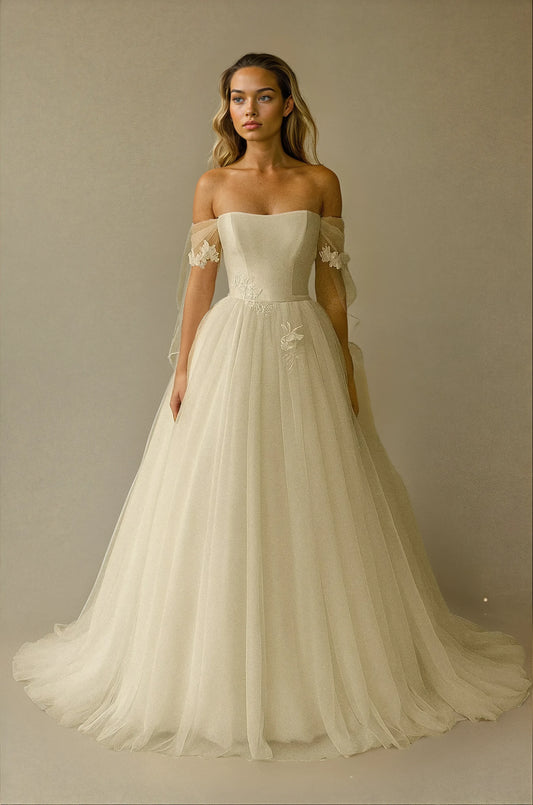 Celestia Off-Shoulder Tulle Ball Gown