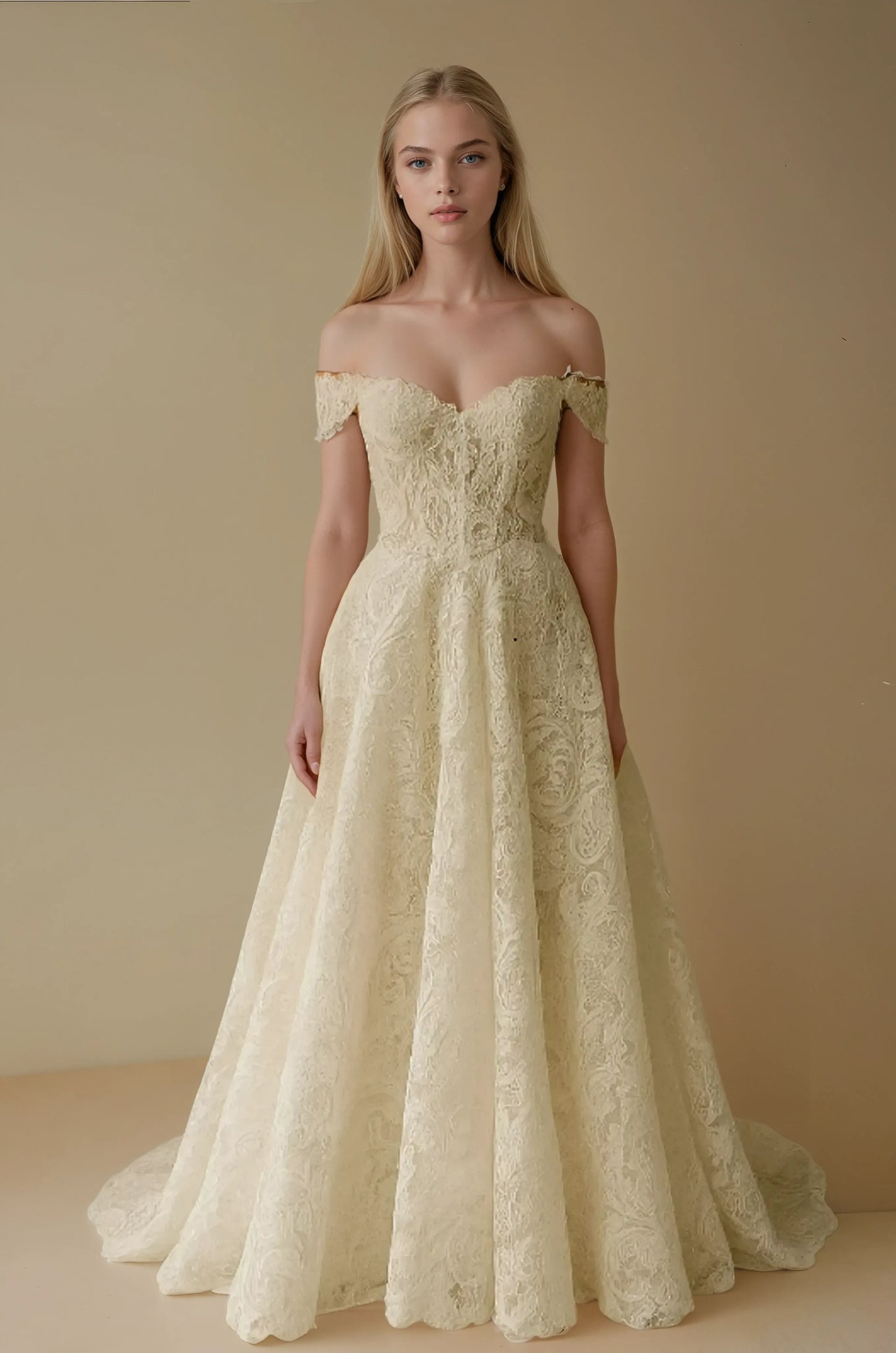 Amara Off-Shoulder Lace Gown