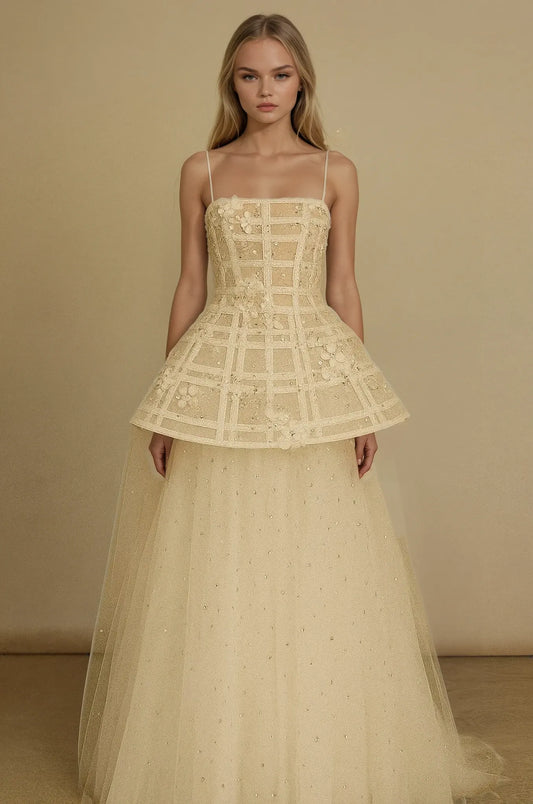 Luxe Geometric Lace Gown