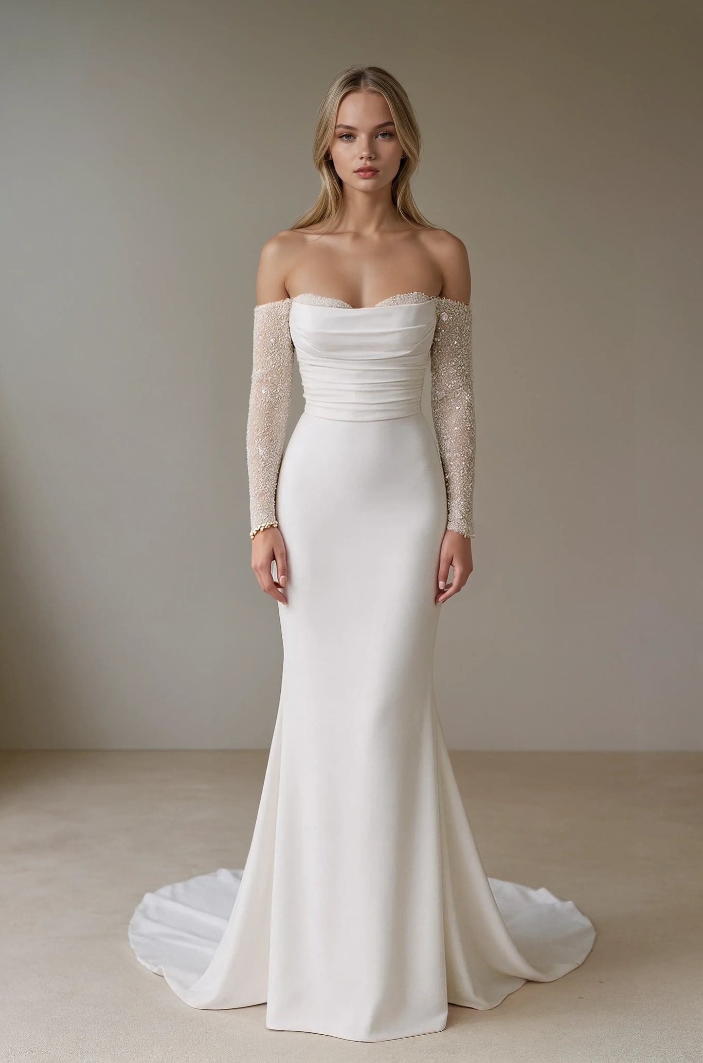 Celestia Pearl Sleeve Gown