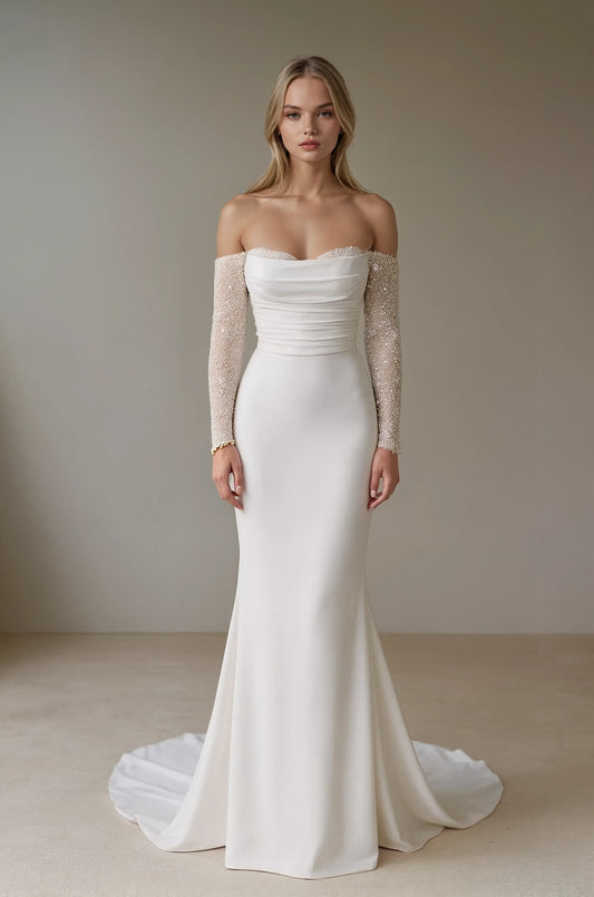 Celestia Pearl Sleeve Gown