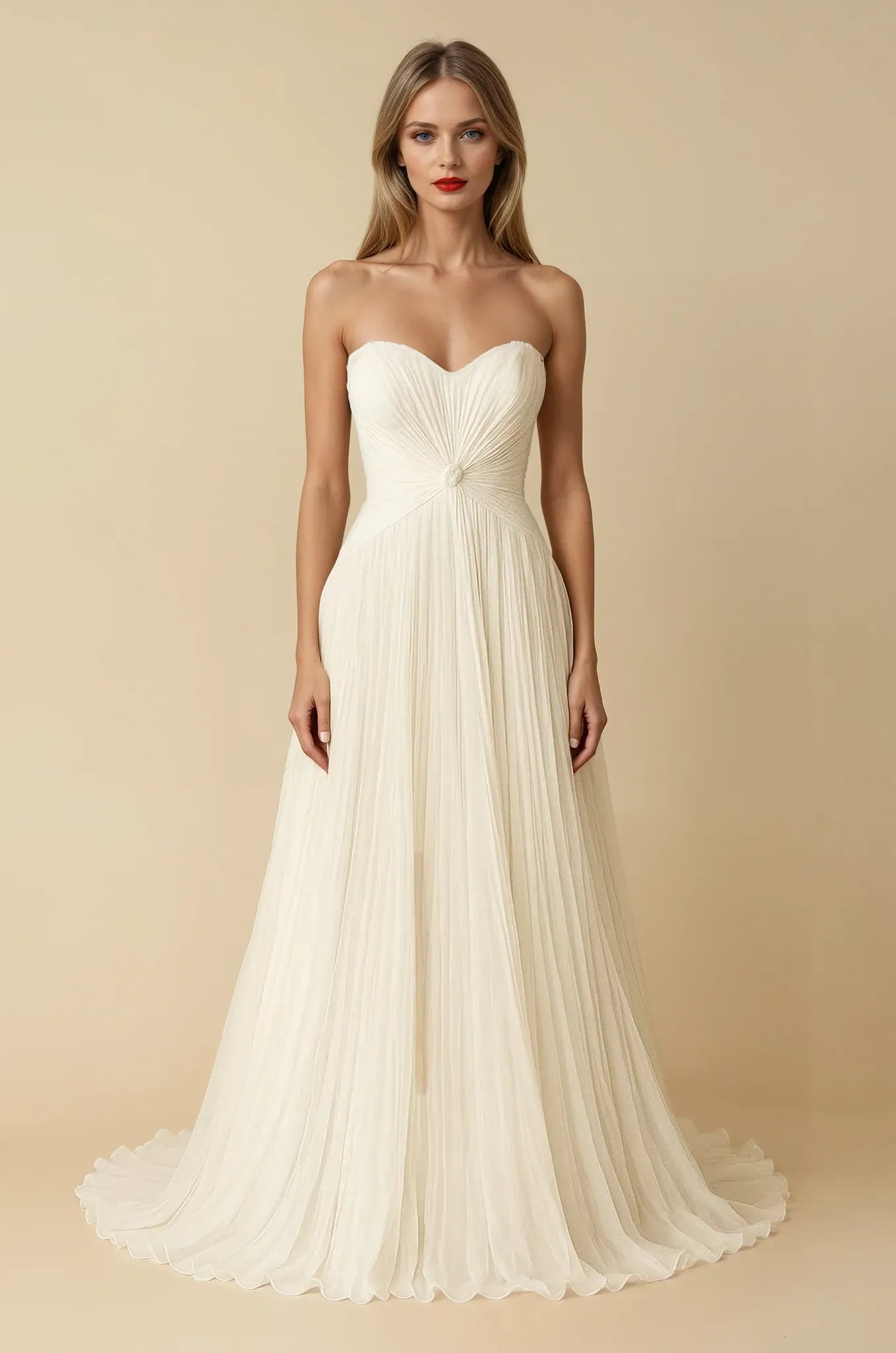Radiant Pleated A-Line Gown