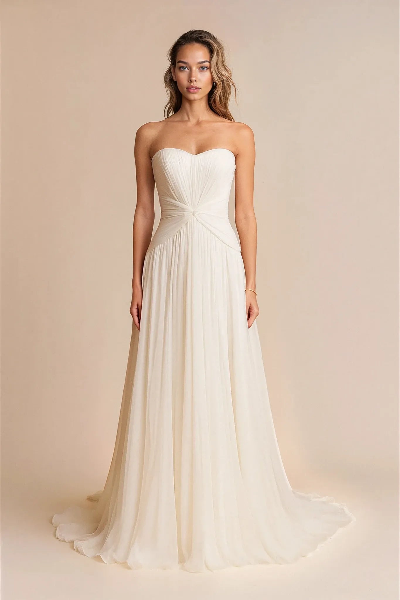 Graceful Pleated A-Line Gown