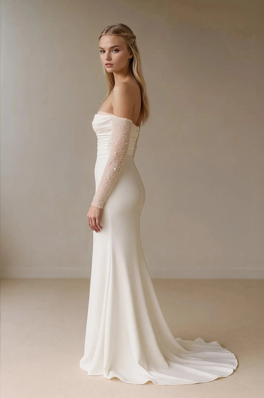 Celestia Pearl Sleeve Gown