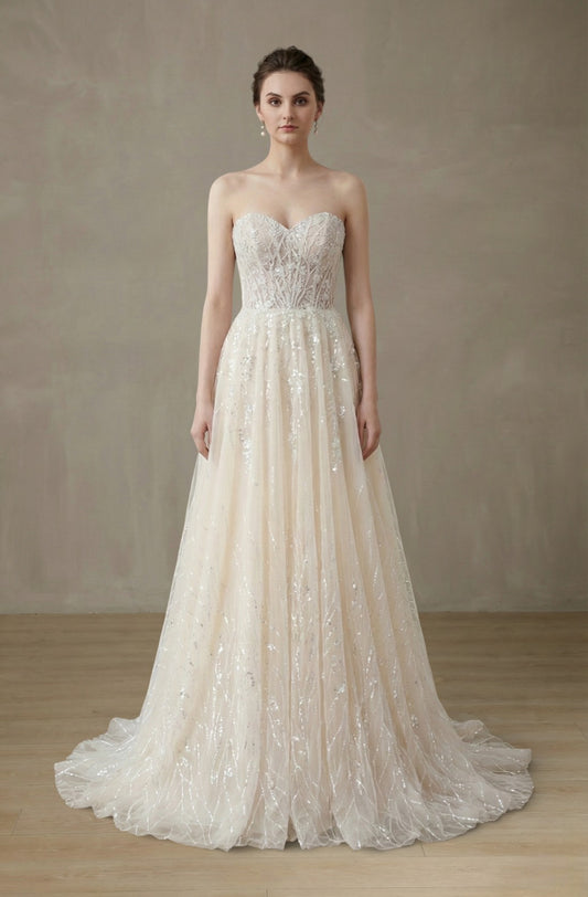 Averelle Watteau Lace Gown