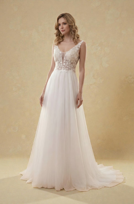 Valencia V-Back Lace Gown