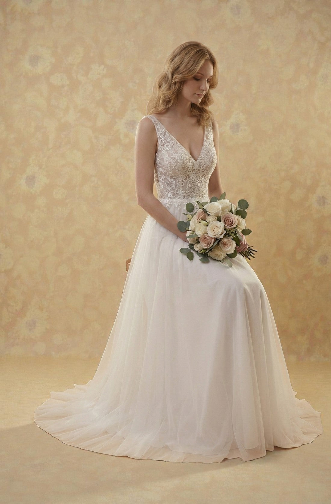 Valencia V-Back Lace Gown