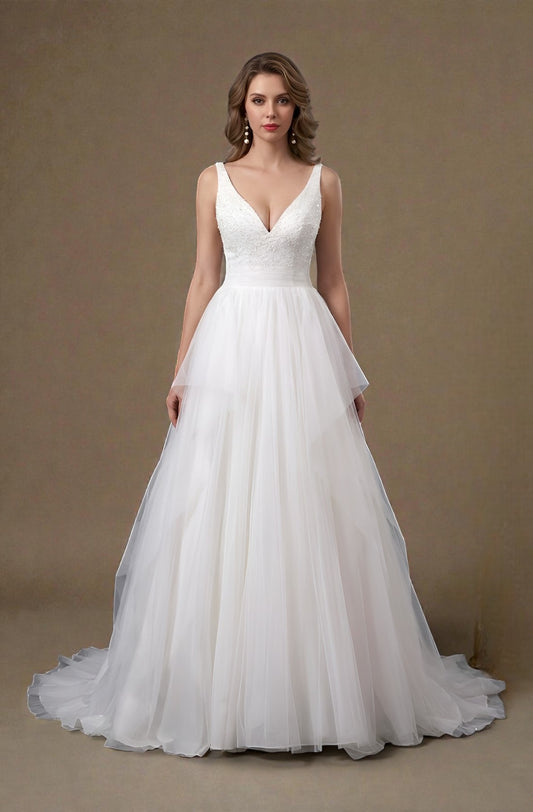 Beaded Crepe Sheath Bridal Gown