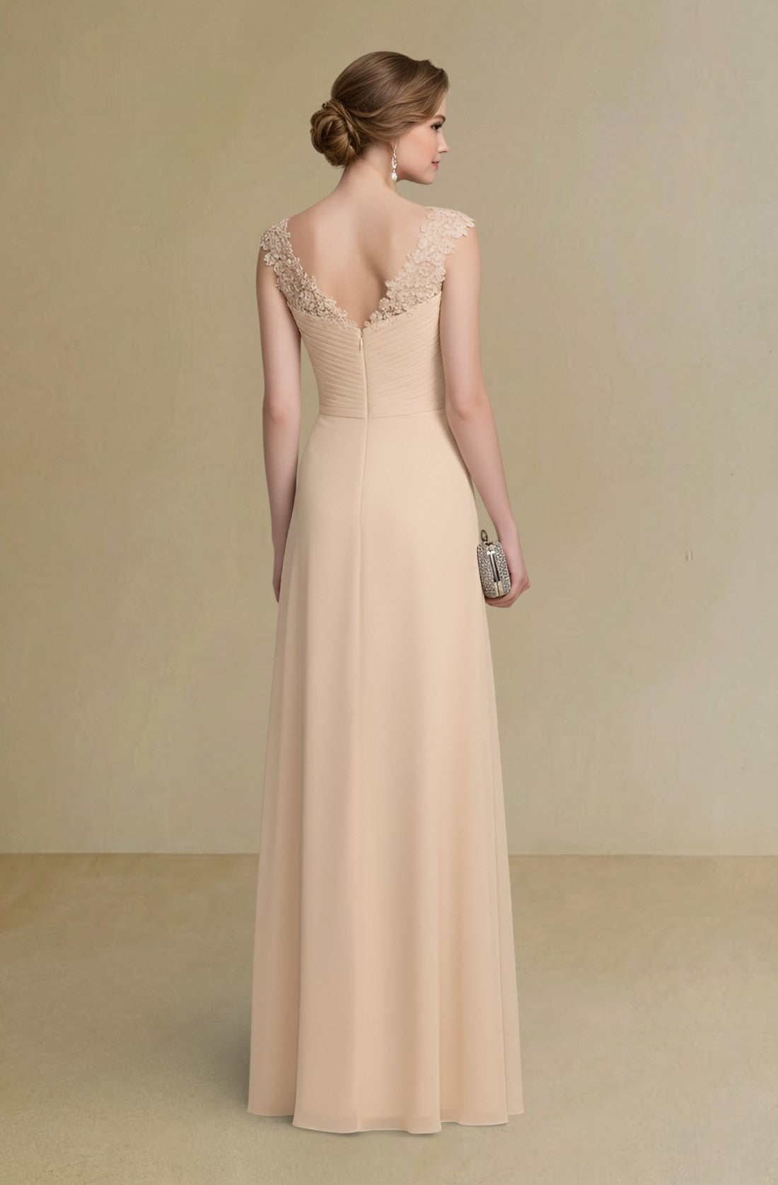 Satin Chiffon Empire Gown