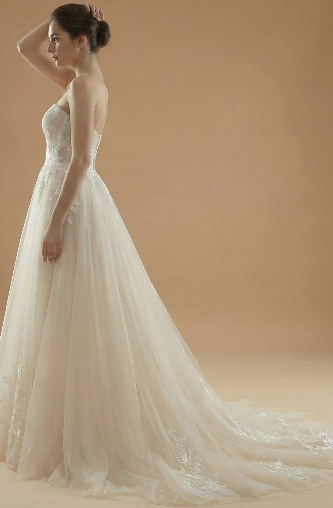 V-Neck A-Line Lace Wedding Gown