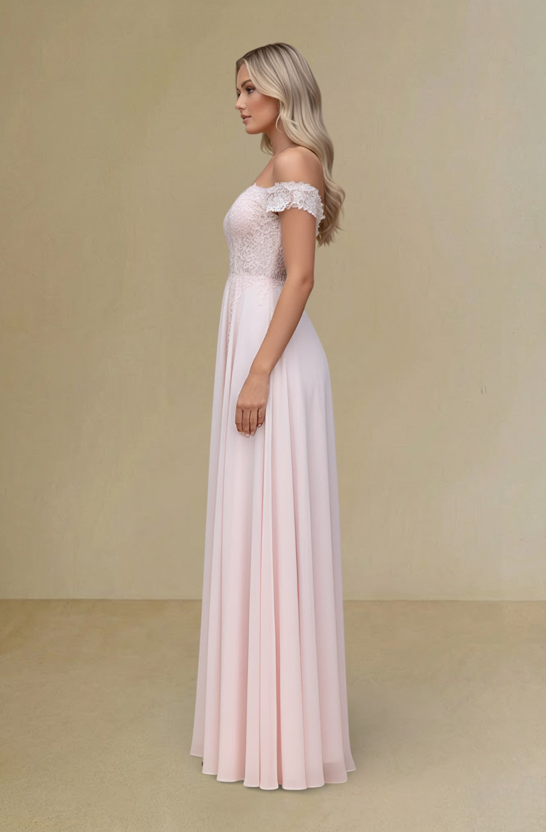 Strapless Floral Embroidered Evening Dress