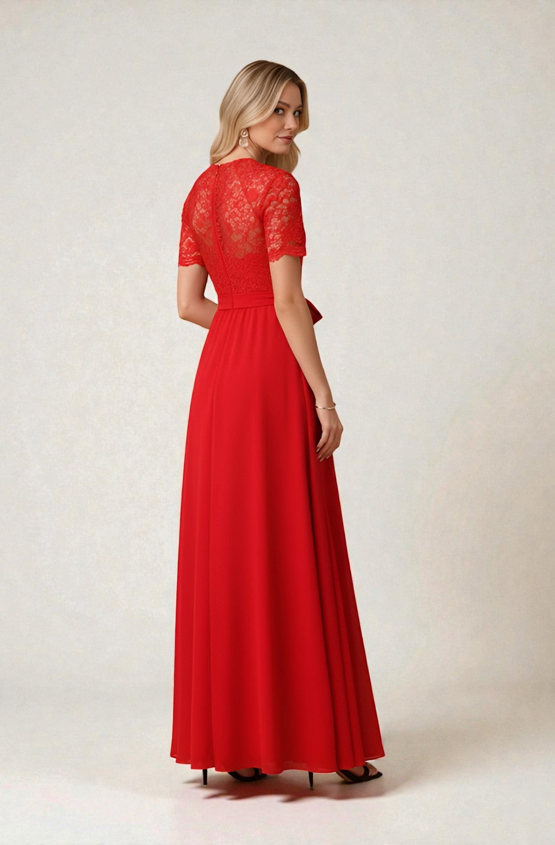 Full Sleeve O-Neck Embroidered Chiffon