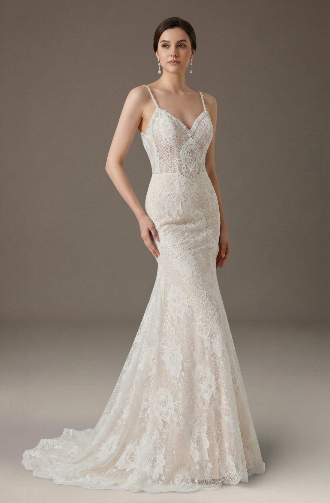 Novara Beaded Lace Mermaid Gown