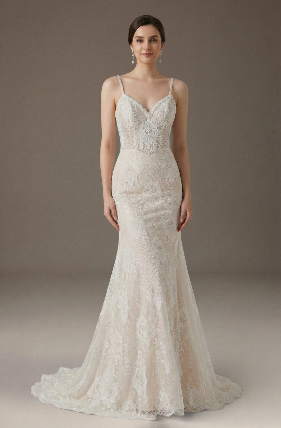 Novara Beaded Lace Mermaid Gown