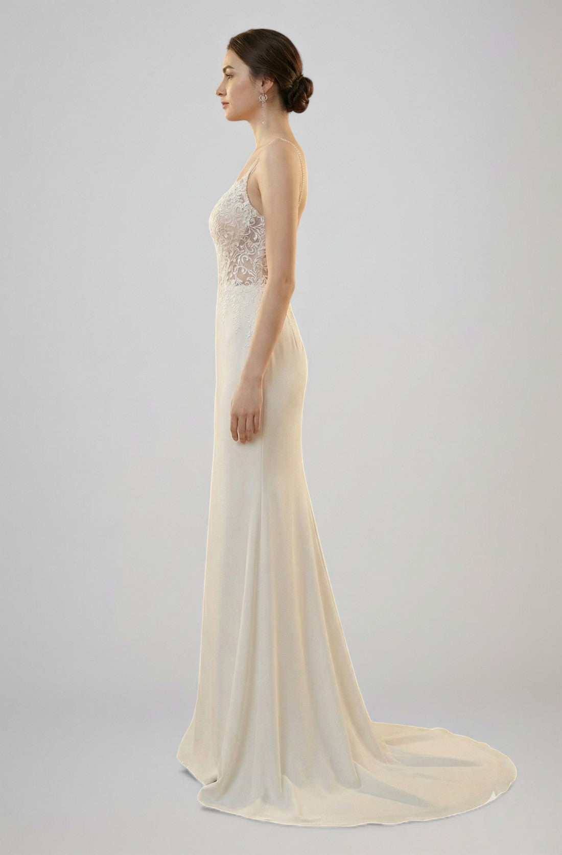 Solene Scoop-Neck Lace Gown