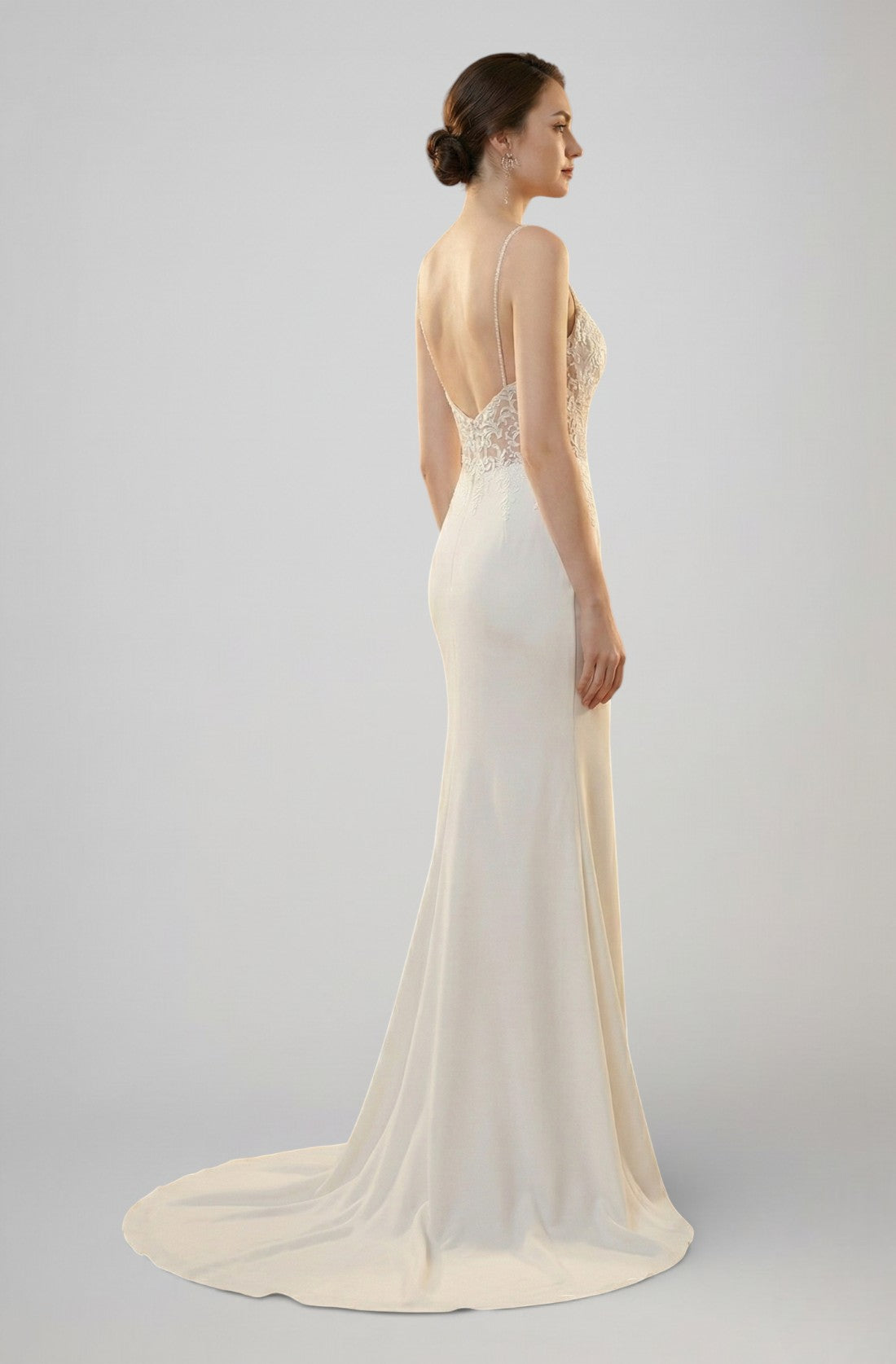Solene Scoop-Neck Lace Gown