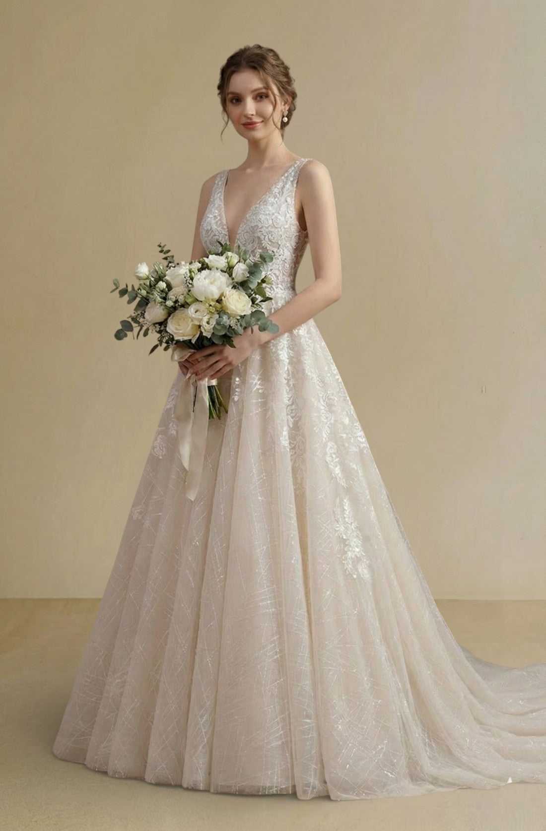 Serene Bloom A-Line Gown