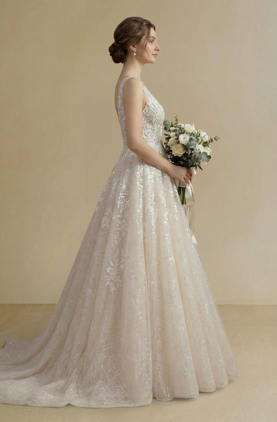 Serene Bloom A-Line Gown