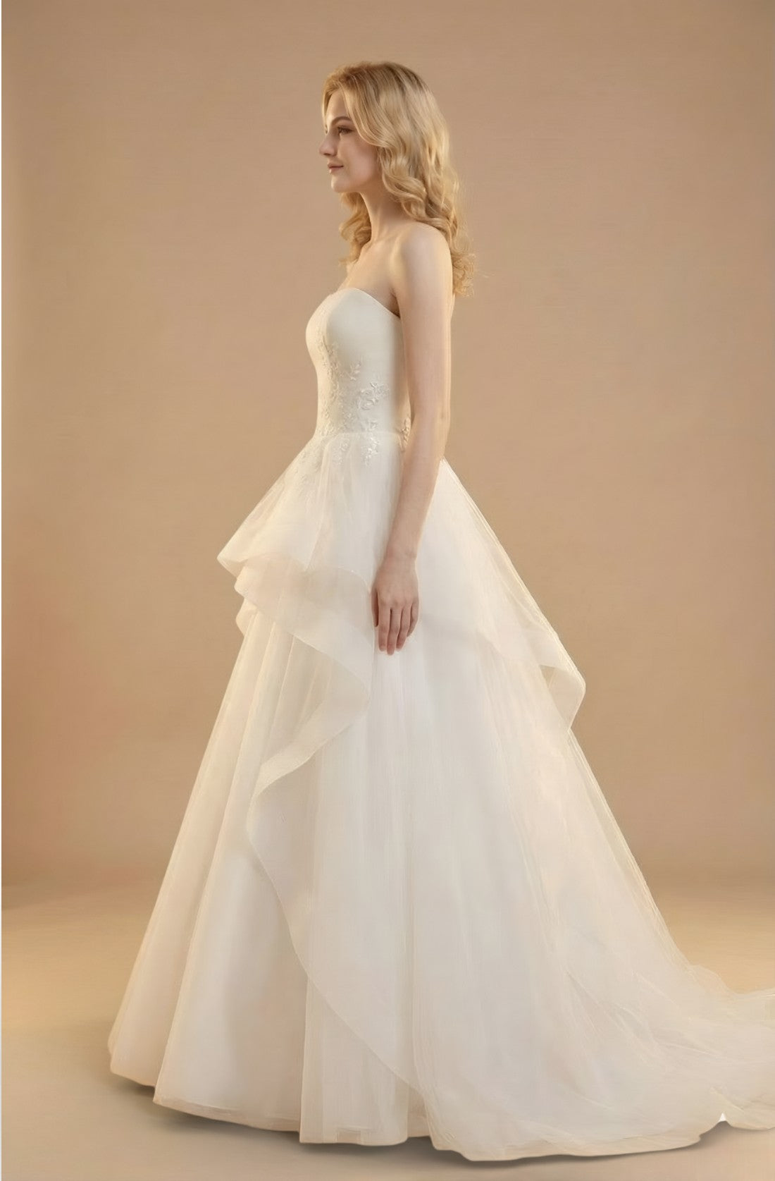 Alair Flare Sleeve Tulle Gown