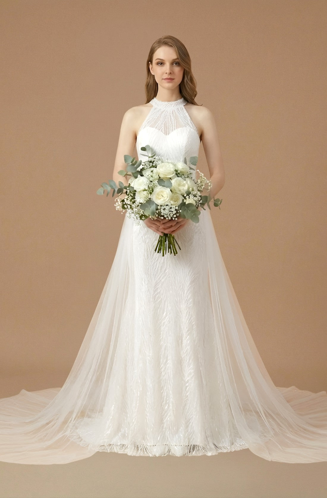 Halter Lace Mermaid Wedding Dress