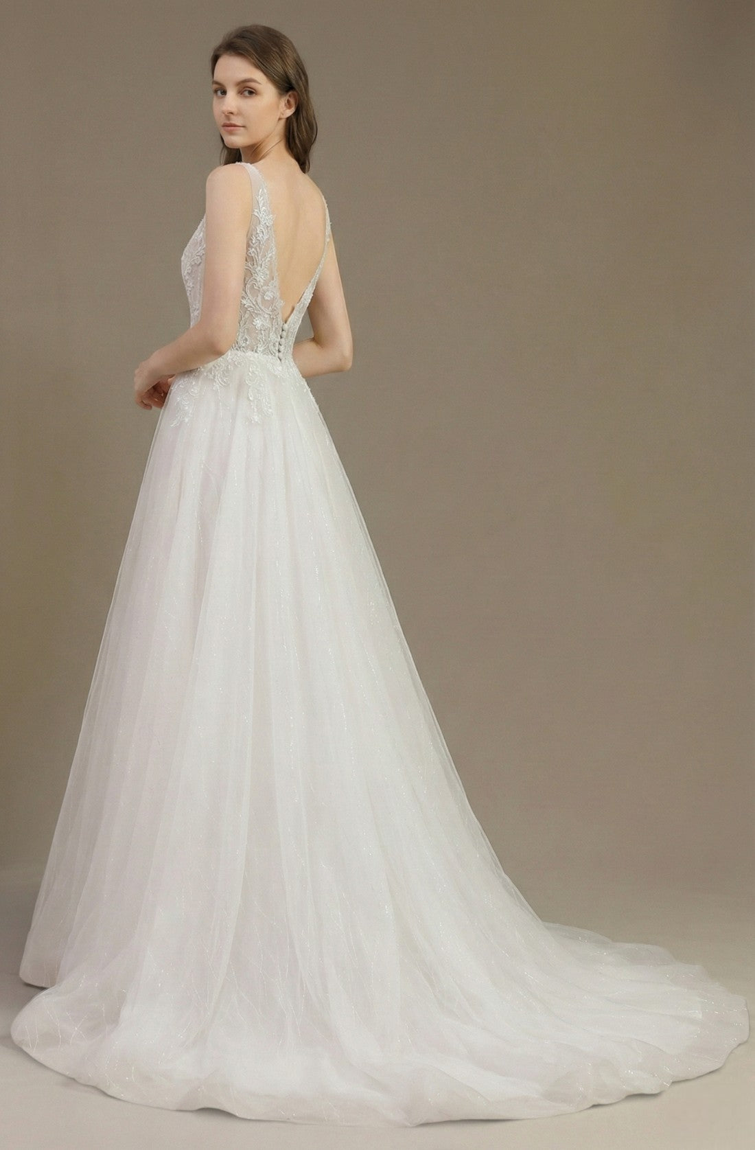 Valessa Watteau Lace Gown