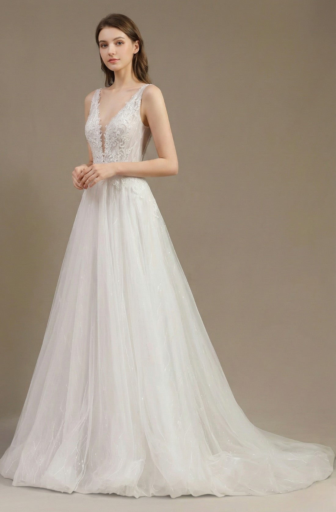 Valessa Watteau Lace Gown