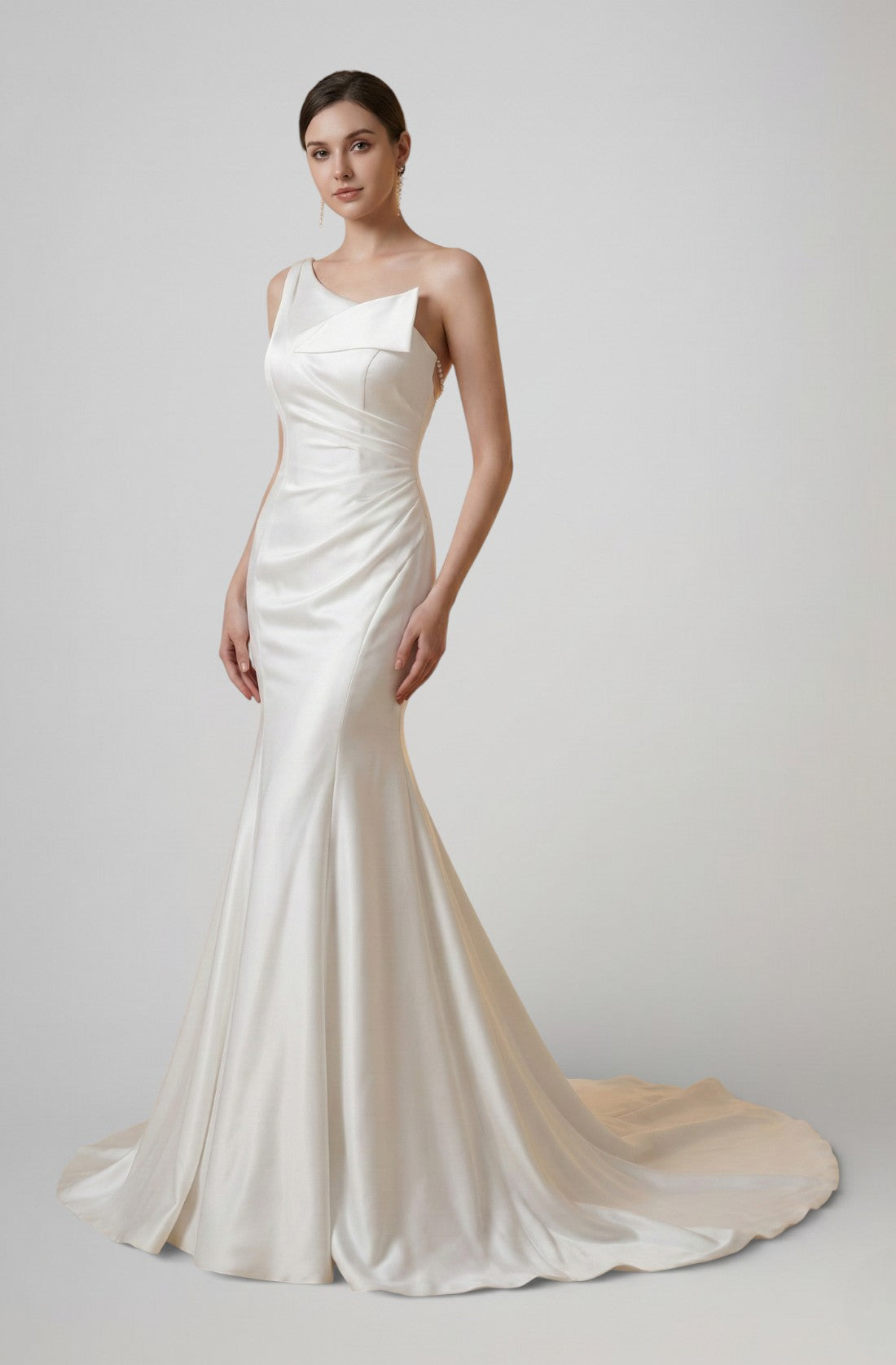 Elara Asymmetric Satin Gown