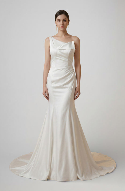 Elara Asymmetric Satin Gown