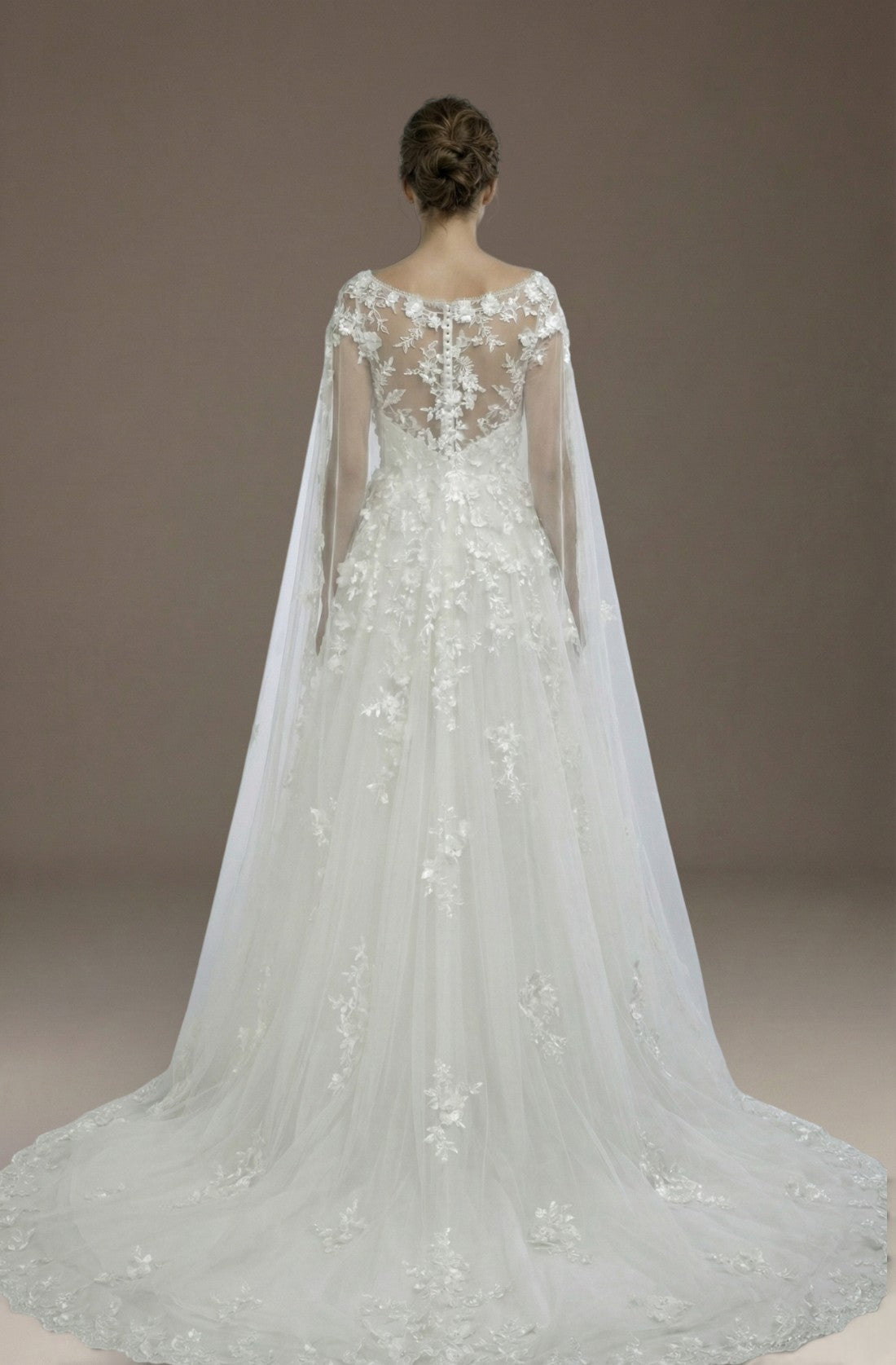 Lunara Cape Lace A-Line Gown