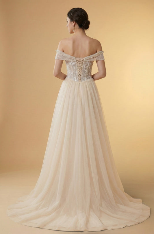 Elowen Off-Shoulder Lace Gown