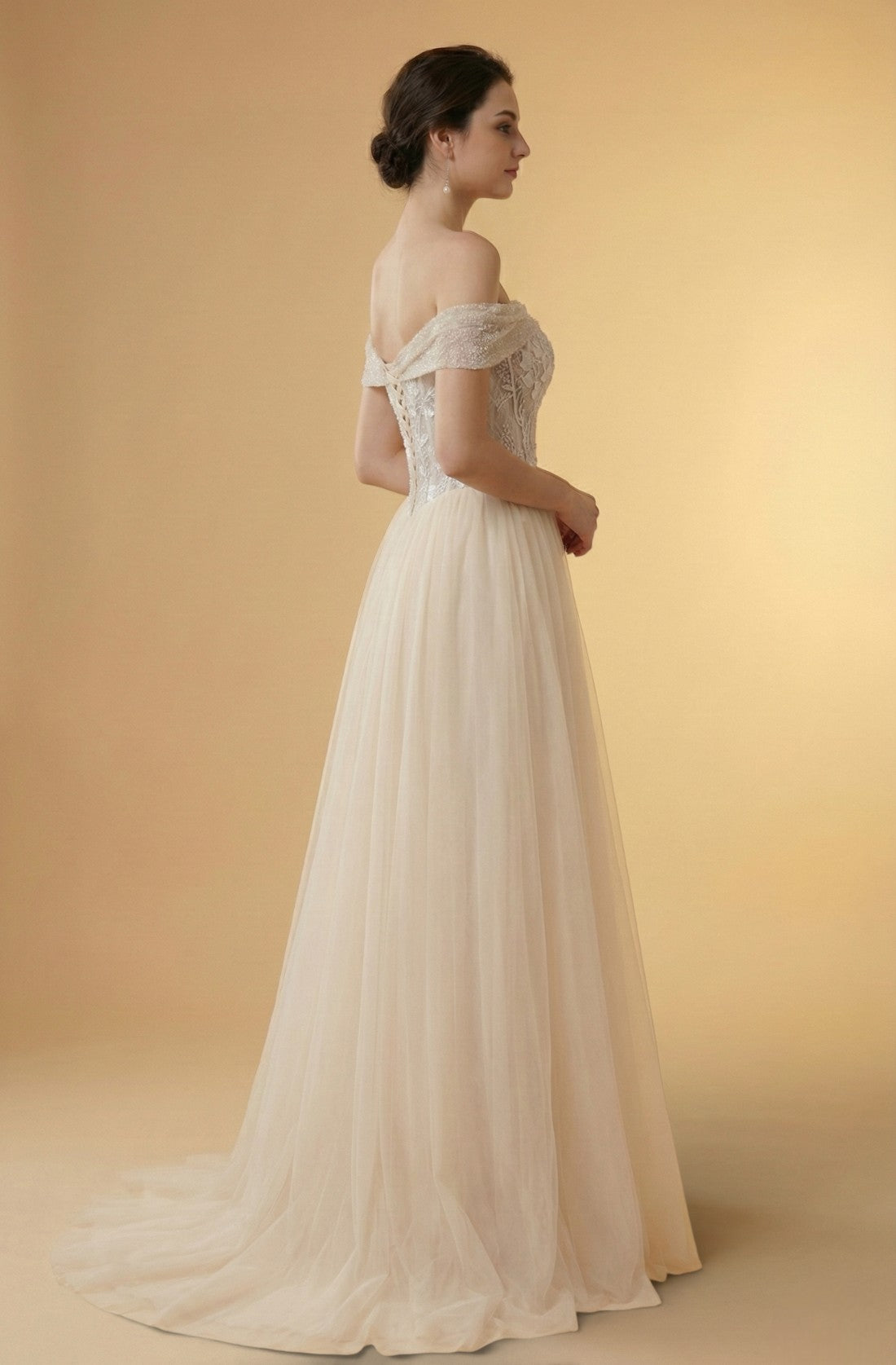Elowen Off-Shoulder Lace Gown
