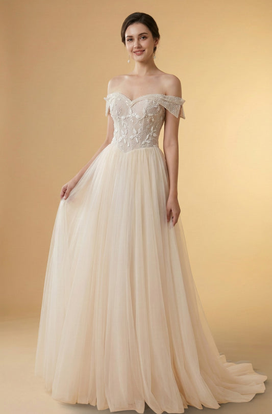 Elowen Off-Shoulder Lace Gown