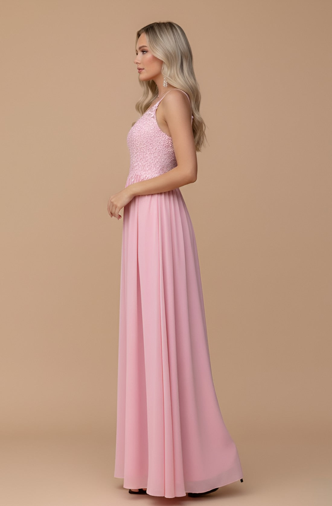 Backless Embroidered Chiffon Evening Dress