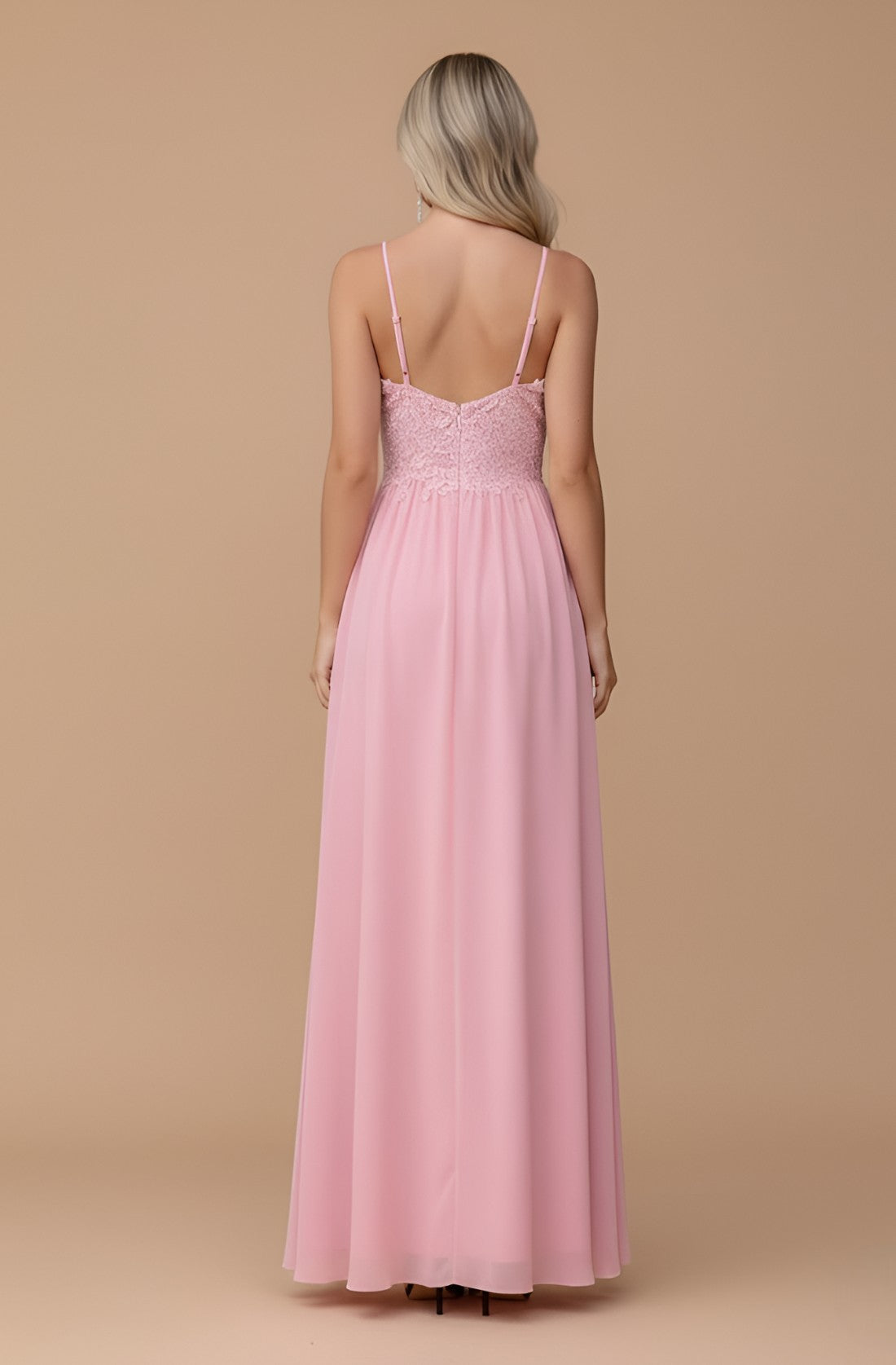 Backless Embroidered Chiffon Evening Dress
