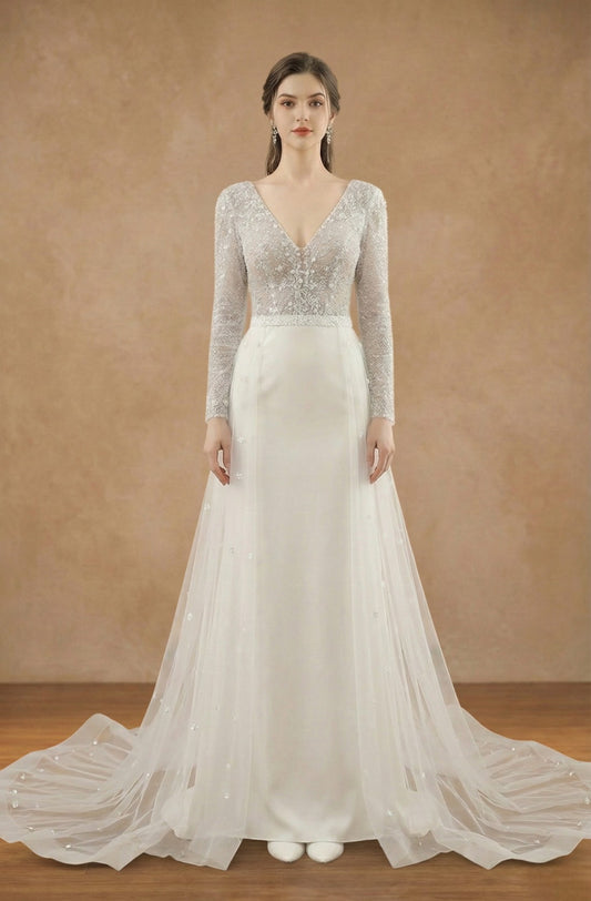 Seraphielle Pearl Lace Gown